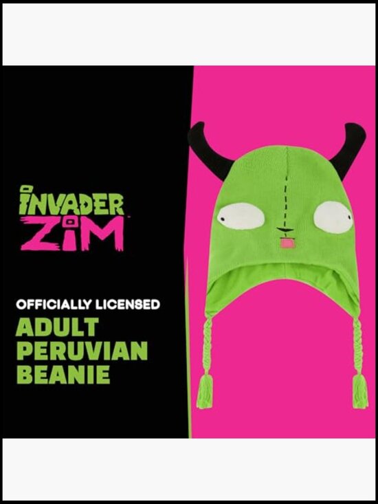 Invader Zim Gir Knit Beanie Hat with Ears and Tassels